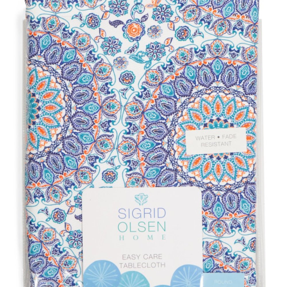 9 pcs Sigrid Olsen Outdoor Waterproof Paisley Oblong Tablecloth Placemat Set